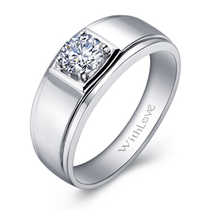 钻石男戒通常设计的比女戒简单,着重大方,豪迈