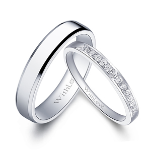 一心一意－18K白金钻石对戒