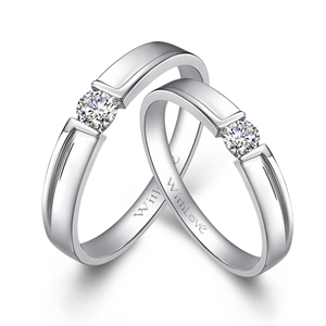 风雨同行－18K白金钻石对戒