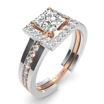 18K彩金公主方钻石套戒－万千宠爱