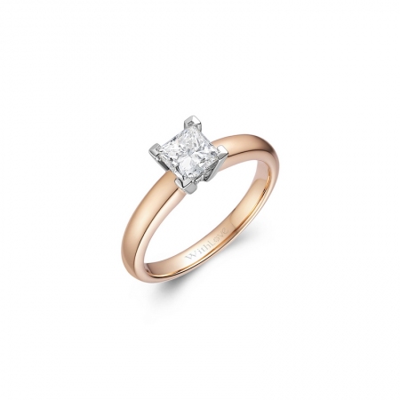 优雅郁金－公主方钻石戒指